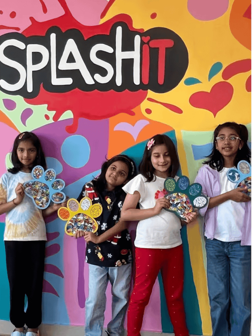Hand-cut glass tile mosaic coaster made at Splashit